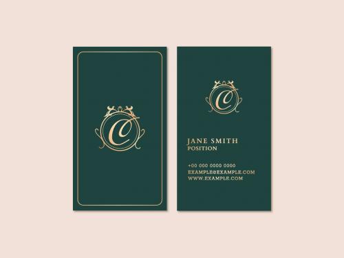 Adobe Stock - Luxury Business Card Layout in Gold and Green Tone - 438522069