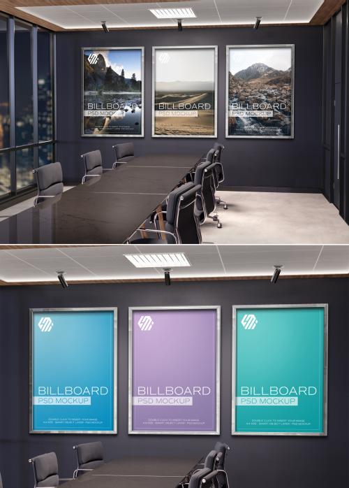 Adobe Stock - Frames Mockup Hanging on Office Wall - 438522482