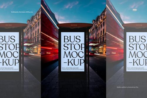 Bus Stop Billboard Poster Mockup