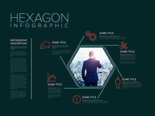 Adobe Stock - thin Line Dark Infographic Layout with Photo Placeholder - 438722193
