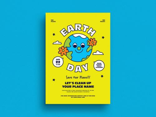 Adobe Stock - 90S Style Earth Day Event Flyer Layout - 440176564
