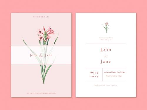 Adobe Stock - Flower Wedding Invitation Card Layout - 441407758