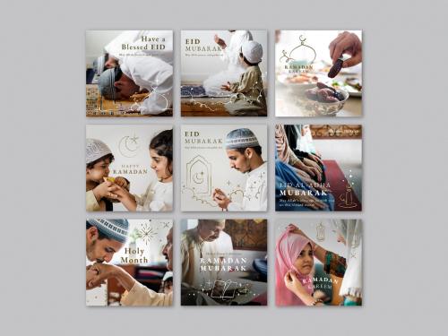 Adobe Stock - Ramadan and Eid Greetings Social Media Post Set - 441407832