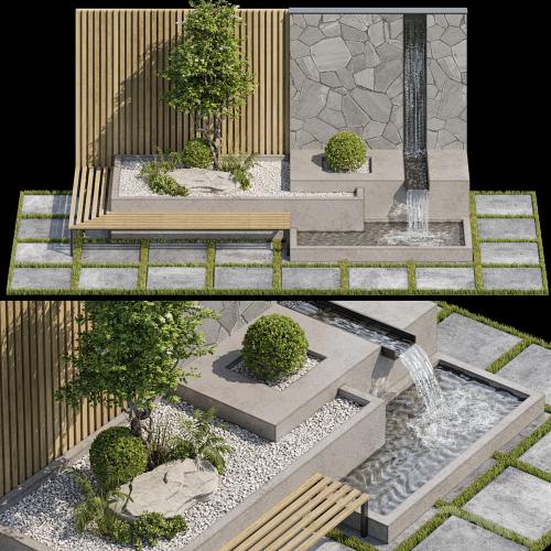 Landscape Furniture with Fountain - Architect Element 07
