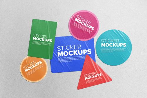 Realistic Paper Sticker Mockup Collection