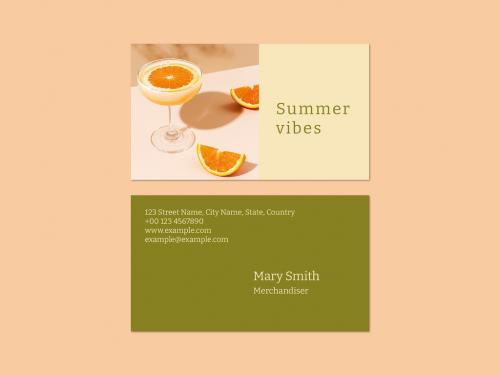 Adobe Stock - Editable Summer Vibes Name Card Layout - 442162662