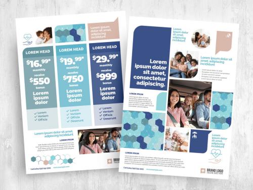 Adobe Stock - Insurance for Health Flyer Layout A4 White and Blue - 442380695