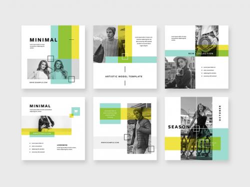 Adobe Stock - Trendy Social Square Layouts with Yellow Accent - 442385199