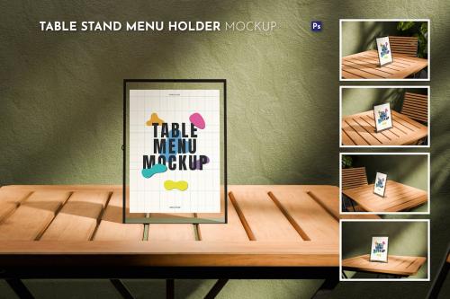 Table Stand Menu Holder Mocup
