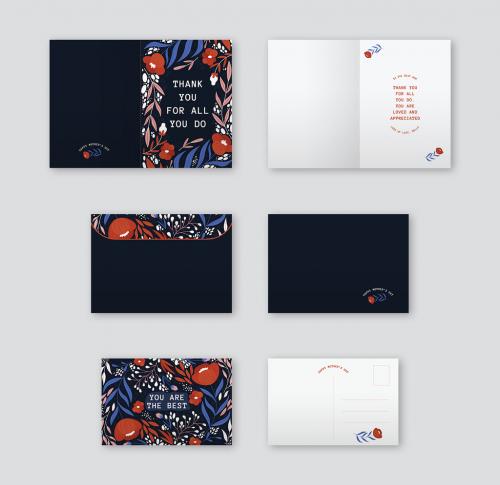 Adobe Stock - Floral Greeting Card Set - 442396044