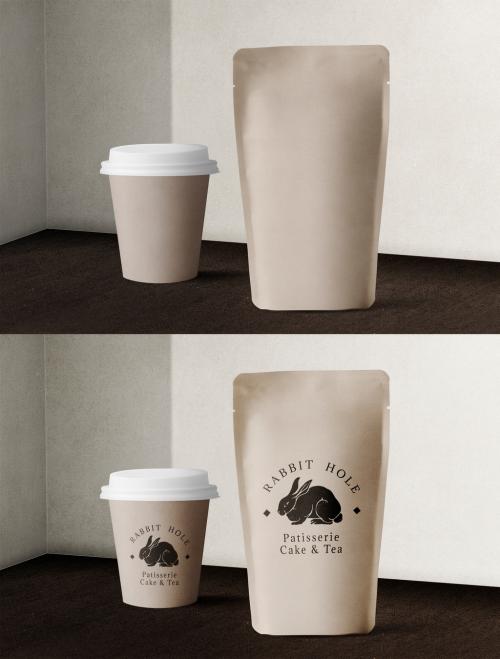 Adobe Stock - Food Packaging Mockup with Paper Cup and Pouch - 442400498