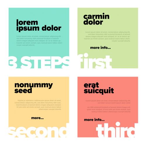 Adobe Stock - Color Square Infographic Steps Template - 442423001