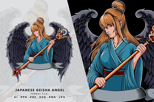 Japanese Geisha Angel - Illustration