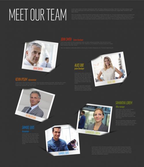 Adobe Stock - Meet Our Team Color Presentation Layout Page with Black and White Photos - 442423022
