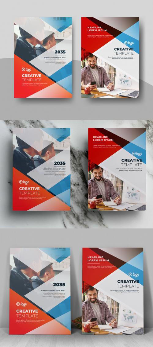 Adobe Stock - Abstract Book Cover Layout with Multiple Color Accents - 442424081
