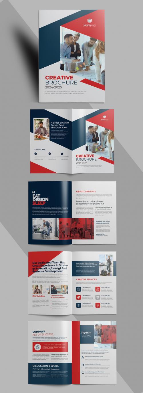 Adobe Stock - Corporate Bifold Business Brochure with Red Vector Accents - 442424090