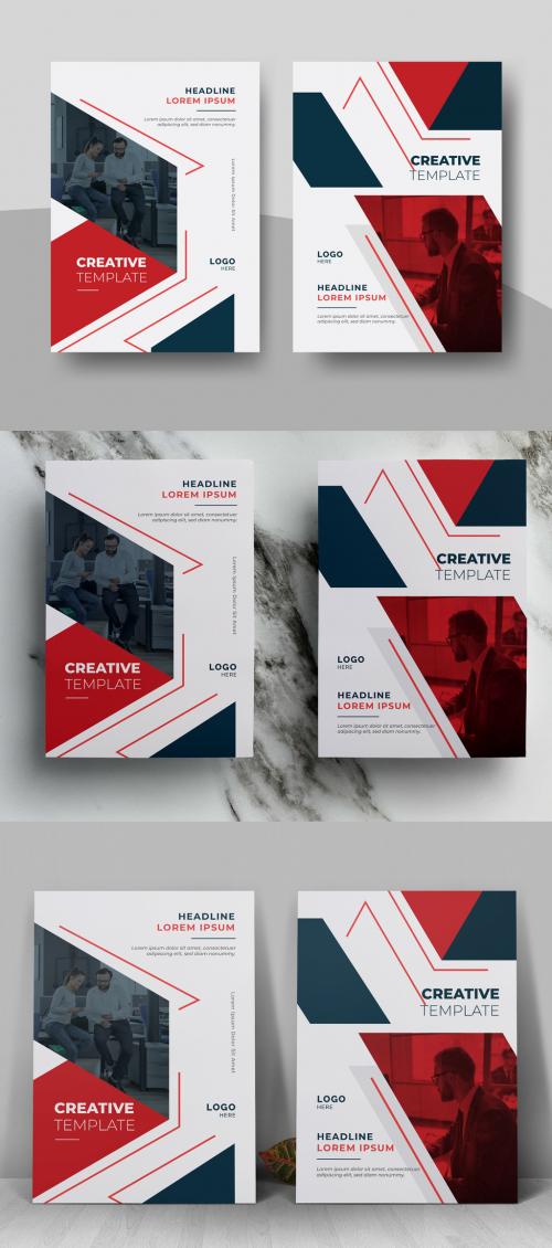 Adobe Stock - Red Corporate Book Cover Layout with Vector Layout - 442424100