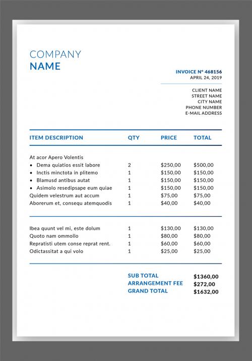 Adobe Stock - Business Form Invoice Layout - 442548421