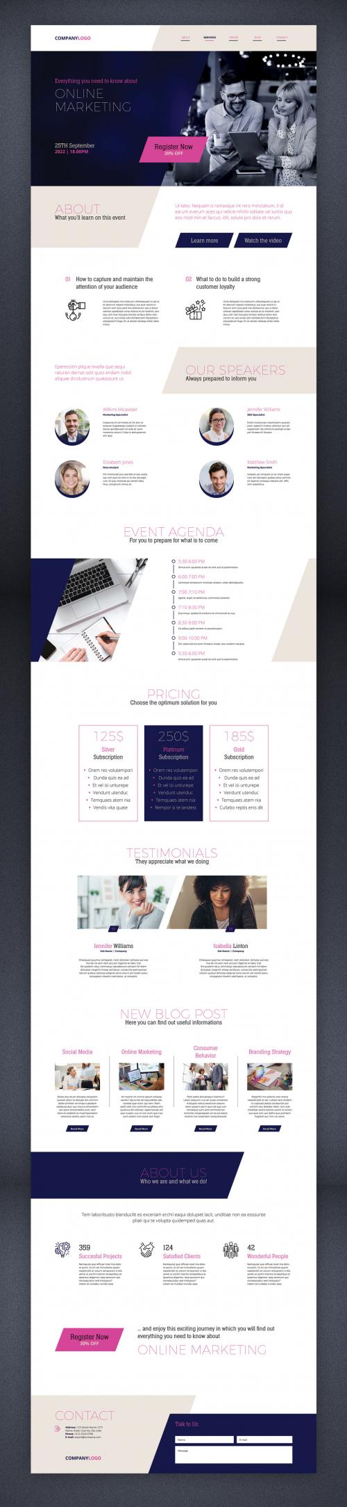 Adobe Stock - Online Event Landing Page with Blue and Pink Accents - 442558820