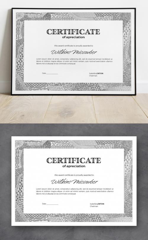 Adobe Stock - Certificate Template with Hand Drawn Elements - 442558822