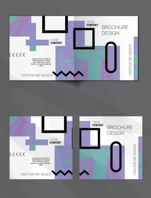 Adobe Stock - Brochure Cover Layout Set Geometric Shapes and Abstract Bright Rectangles on White - 442563936