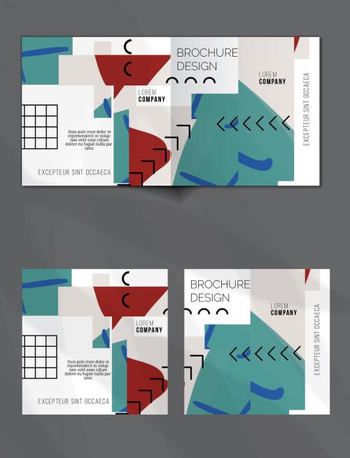 Adobe Stock - Brochure Cover Layout Set Geometric Shapes and Abstract Bright Rectangles on White - 442563981