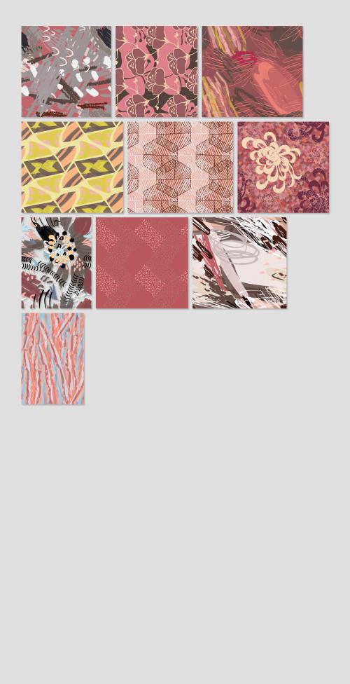 Adobe Stock - Seamless Pattern Collection with Hand Drawn Rough Abstract Strokes and Floral Elements - 442564073