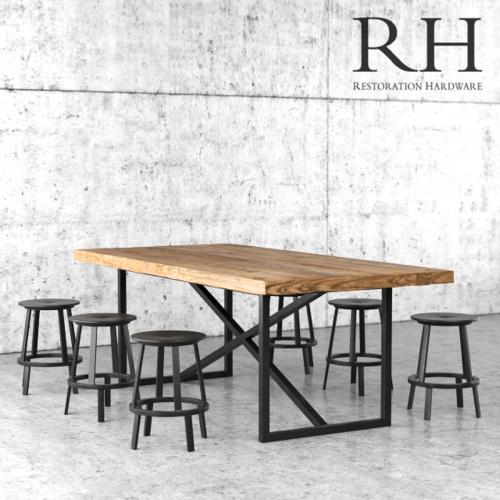 Restoration Hardware dining table and stools