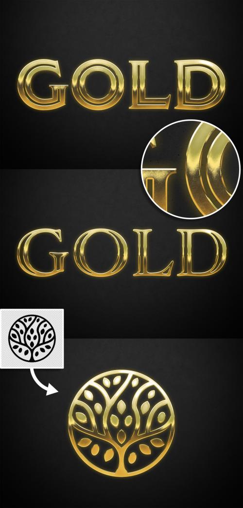 Adobe Stock - Old Gold Text Style with Ingot Glossy Effect Mockup - 442599756