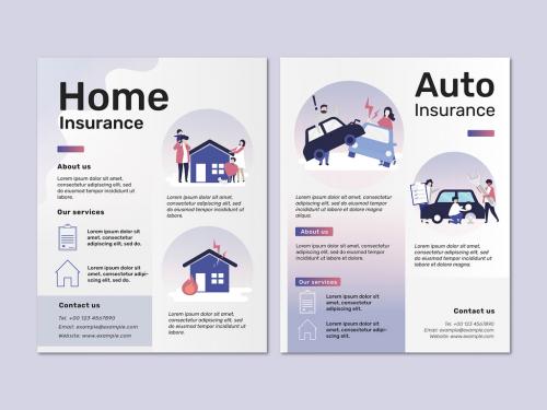 Adobe Stock - Flyer Layouts for Home and Auto Insurance - 442611782