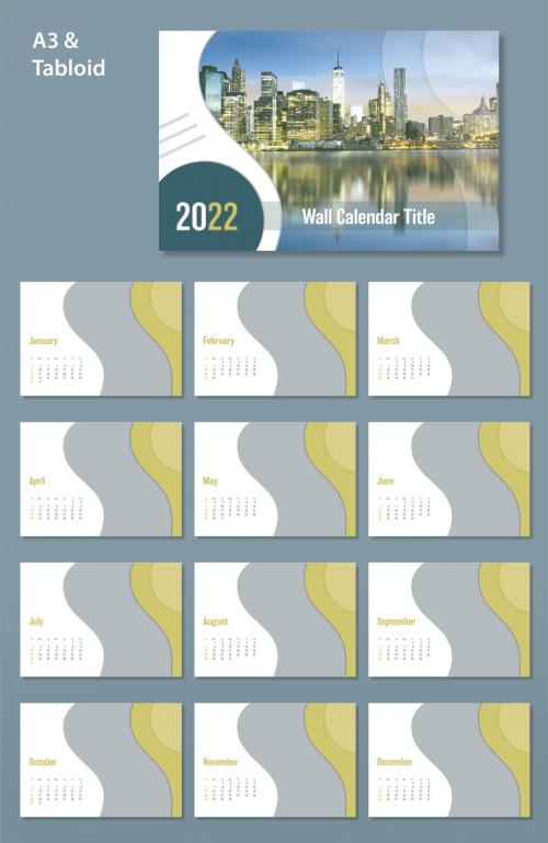 Adobe Stock - 2022 Landscape Wall Calendar Layout - 442782960