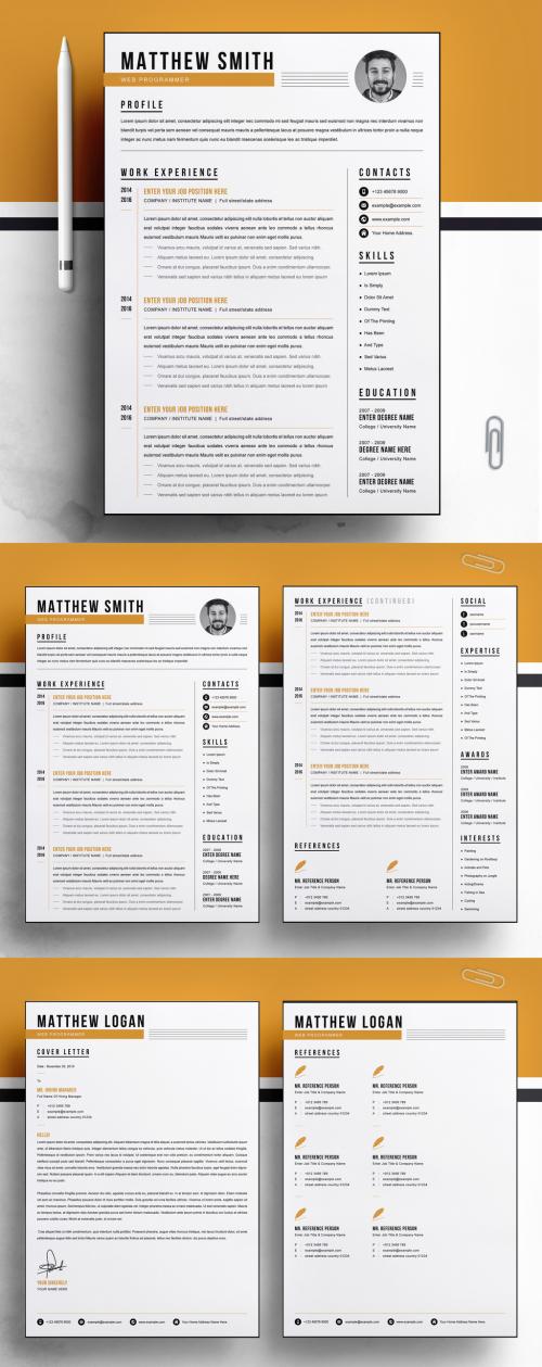 Adobe Stock - Resume Layout with Black and White - 442804128