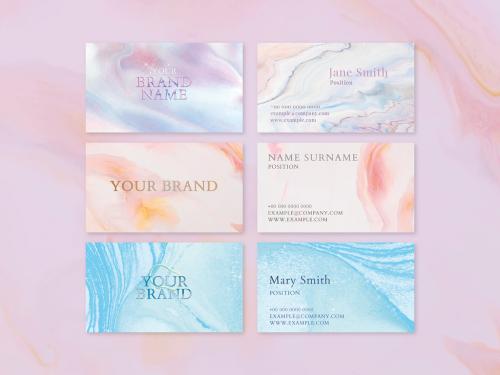 Adobe Stock - Marble Business Card Layout in Colorful Style Set - 442933895