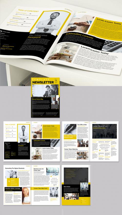 Adobe Stock - Newsletter Layout with Yellow and Black Accents - 442939421