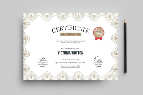 Adobe Stock - Classic Certificate with Golden Frame in Landscape A4 Layout - 442941302