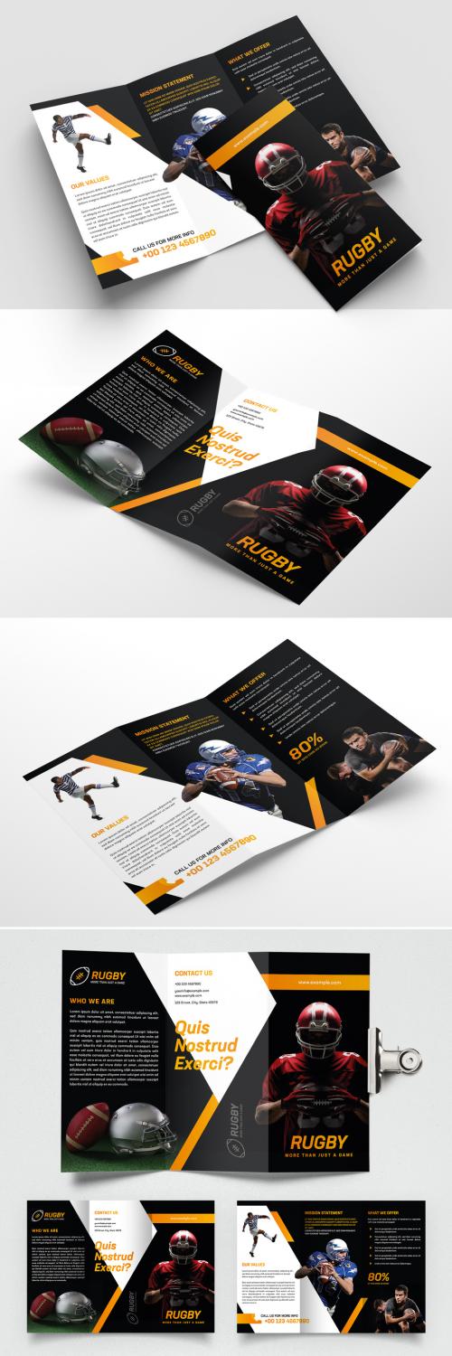 Adobe Stock - Rugby Sport Brochure Layout with Orange Accents - 442976356