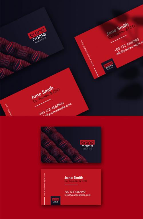 Adobe Stock - Modern Business Card in Blue and Red Color - 445645892