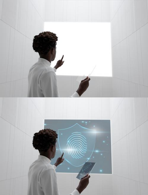 Adobe Stock - Touch Screen Mockup on a Museum Wall - 447310460