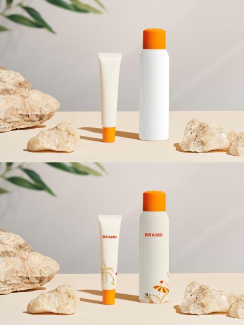 Adobe Stock - Sunscreen Packaging Product Mockup Design - 447310491