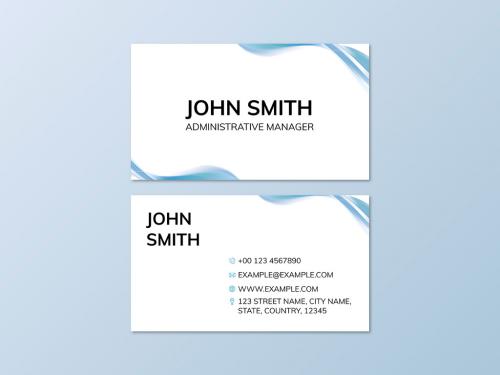 Adobe Stock - Editable Business Card in White and Blue Design - 447310551