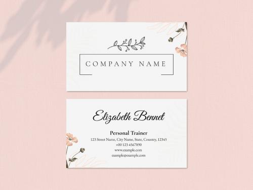 Adobe Stock - Editable Business Card Layout in Feminine Botanical Design - 447779539