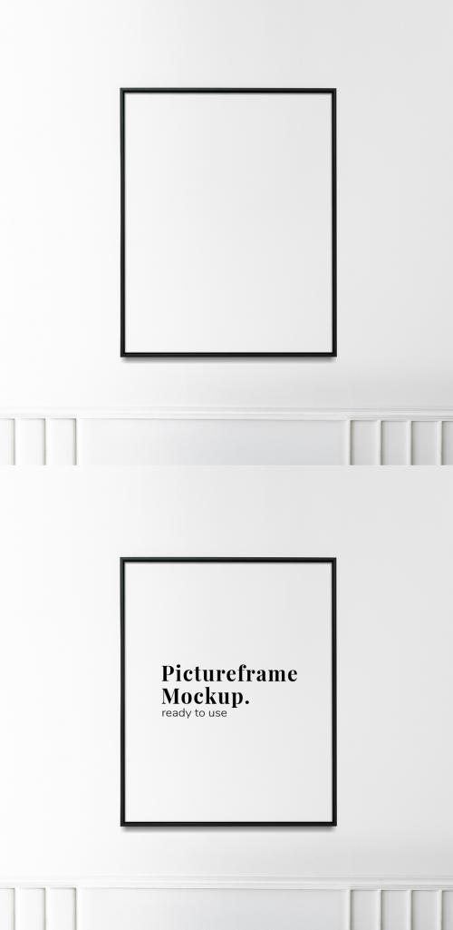 Adobe Stock - Picture Frame Mockup Hanging on a White Wall - 447779557