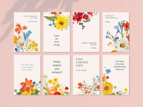 Adobe Stock - Colorful Floral Quote Layout Set - 447779586