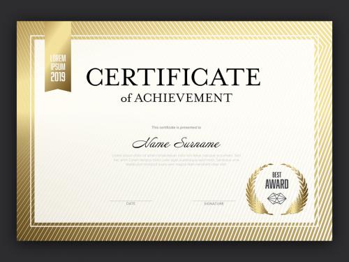 Adobe Stock - Horizontal Certificate Layout with Golden Elements - 447788360