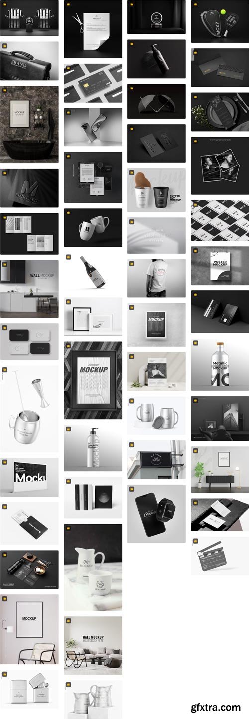 Black and white mockups 105xPSD Ultra Premium Mockup Collections