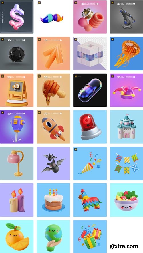 3D Objects 80xEPS, PNG and PSD Premium Collections