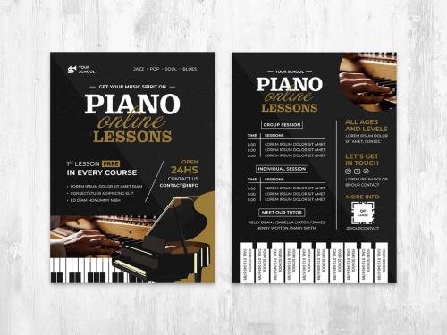 Adobe Stock - Piano Lessons Flyer for Classical Music School - 447925480