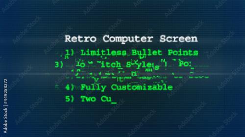 Adobe Stock - Retro Computer Screen Bullet Points - 449258372