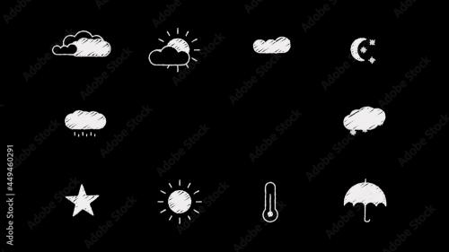 Adobe Stock - 10 Weather Hand Drawn Jittery Icons Overlay - 449460291