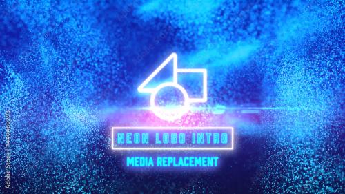 Adobe Stock - Neon Logo Intro Media Replacement and Text Particles Title - 449460293